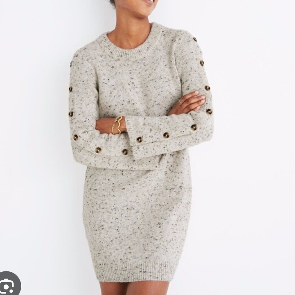 EUC Madewell Wool Blend Size XS Oversized Cozy Cream Sweater Mock Neck Dress - Picture 2 of 13